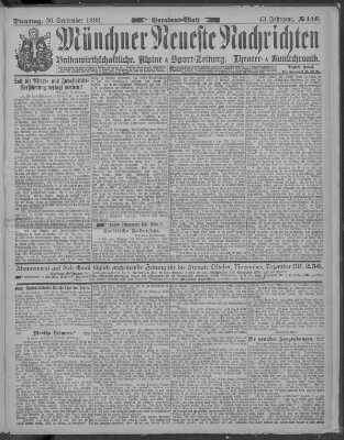 Münchner neueste Nachrichten Dienstag 30. September 1890