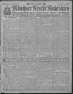 Münchner neueste Nachrichten Samstag 3. Januar 1891