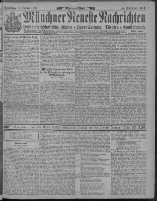 Münchner neueste Nachrichten Samstag 3. Januar 1891