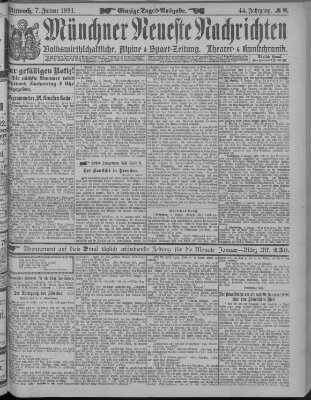 Münchner neueste Nachrichten Mittwoch 7. Januar 1891