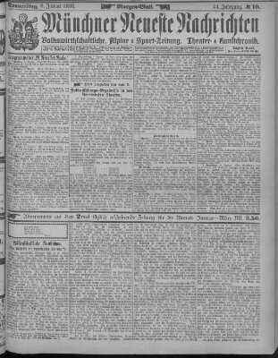 Münchner neueste Nachrichten Donnerstag 8. Januar 1891