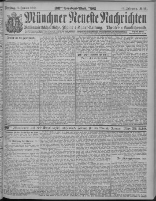 Münchner neueste Nachrichten Freitag 9. Januar 1891