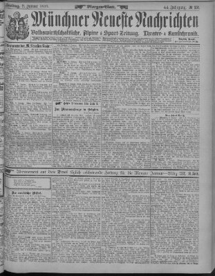 Münchner neueste Nachrichten Freitag 9. Januar 1891