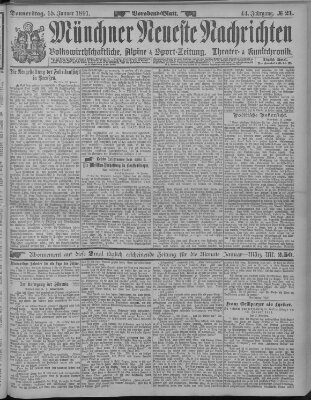 Münchner neueste Nachrichten Donnerstag 15. Januar 1891