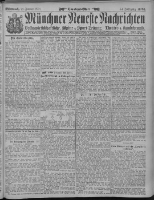 Münchner neueste Nachrichten Mittwoch 21. Januar 1891