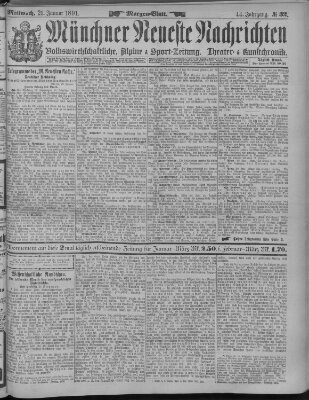 Münchner neueste Nachrichten Mittwoch 21. Januar 1891