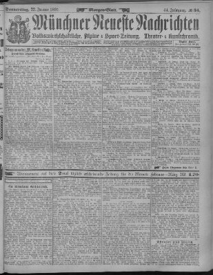 Münchner neueste Nachrichten Donnerstag 22. Januar 1891