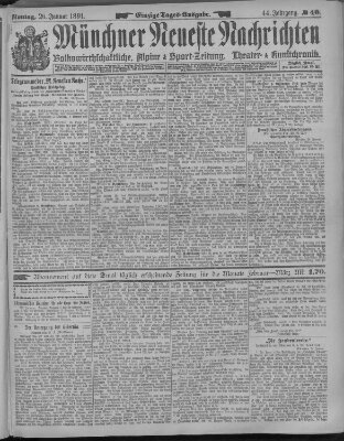 Münchner neueste Nachrichten Montag 26. Januar 1891