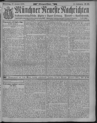 Münchner neueste Nachrichten Dienstag 27. Januar 1891