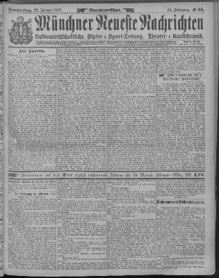 Münchner neueste Nachrichten Donnerstag 29. Januar 1891