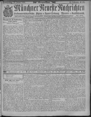 Münchner neueste Nachrichten Donnerstag 29. Januar 1891