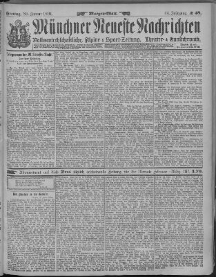 Münchner neueste Nachrichten Freitag 30. Januar 1891