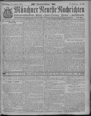 Münchner neueste Nachrichten Samstag 31. Januar 1891