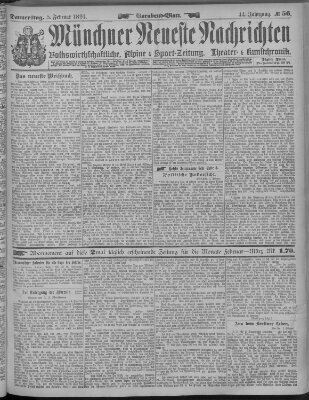 Münchner neueste Nachrichten Donnerstag 5. Februar 1891