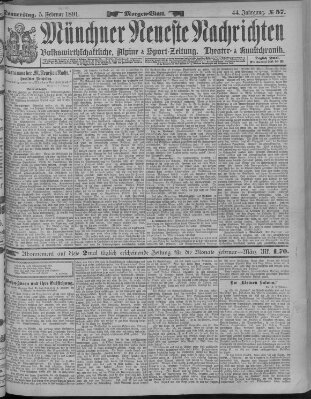 Münchner neueste Nachrichten Donnerstag 5. Februar 1891