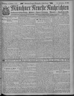 Münchner neueste Nachrichten Sonntag 8. Februar 1891