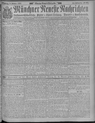 Münchner neueste Nachrichten Montag 9. Februar 1891