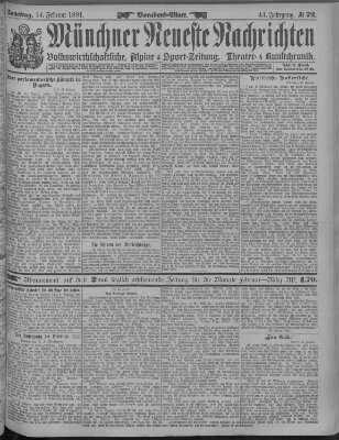 Münchner neueste Nachrichten Samstag 14. Februar 1891