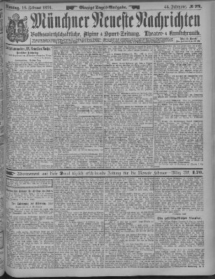 Münchner neueste Nachrichten Montag 16. Februar 1891