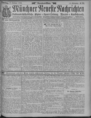 Münchner neueste Nachrichten Dienstag 17. Februar 1891