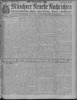 Münchner neueste Nachrichten Dienstag 17. Februar 1891