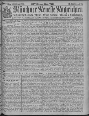 Münchner neueste Nachrichten Donnerstag 19. Februar 1891