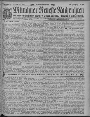 Münchner neueste Nachrichten Donnerstag 26. Februar 1891