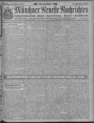 Münchner neueste Nachrichten Samstag 28. Februar 1891