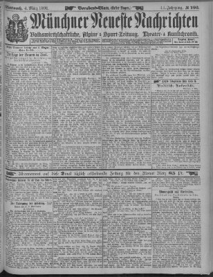 Münchner neueste Nachrichten Mittwoch 4. März 1891