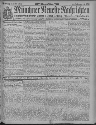 Münchner neueste Nachrichten Mittwoch 4. März 1891