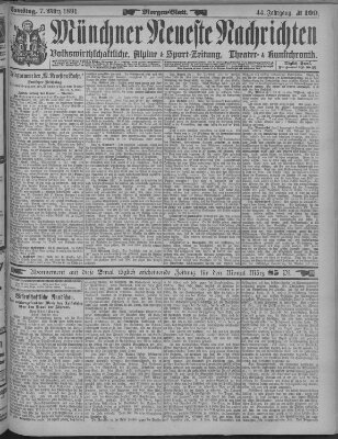 Münchner neueste Nachrichten Samstag 7. März 1891