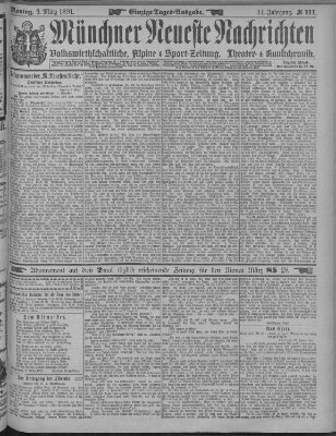 Münchner neueste Nachrichten Montag 9. März 1891