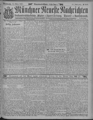 Münchner neueste Nachrichten Mittwoch 11. März 1891