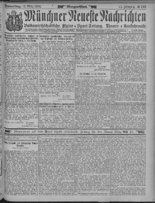 Münchner neueste Nachrichten Donnerstag 12. März 1891