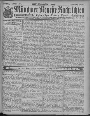 Münchner neueste Nachrichten Samstag 14. März 1891