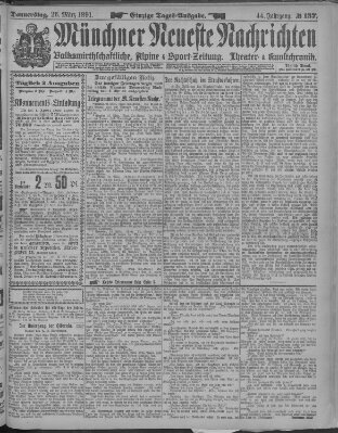 Münchner neueste Nachrichten Donnerstag 26. März 1891