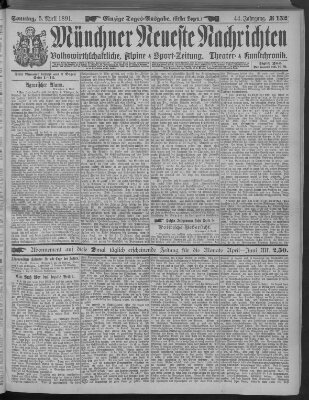 Münchner neueste Nachrichten Sonntag 5. April 1891