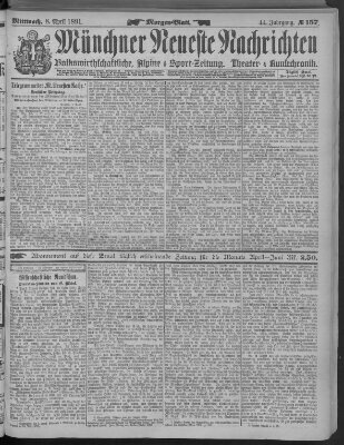 Münchner neueste Nachrichten Mittwoch 8. April 1891