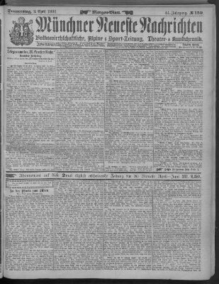 Münchner neueste Nachrichten Donnerstag 9. April 1891