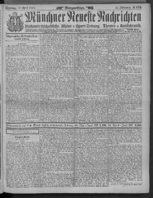 Münchner neueste Nachrichten Freitag 17. April 1891