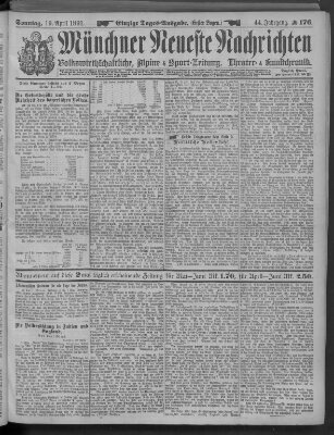 Münchner neueste Nachrichten Sonntag 19. April 1891