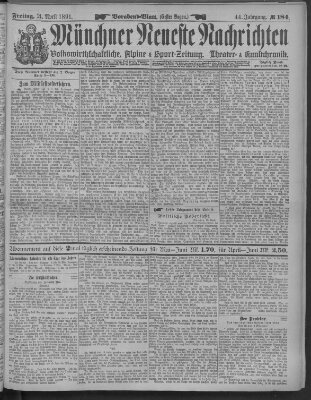 Münchner neueste Nachrichten Freitag 24. April 1891