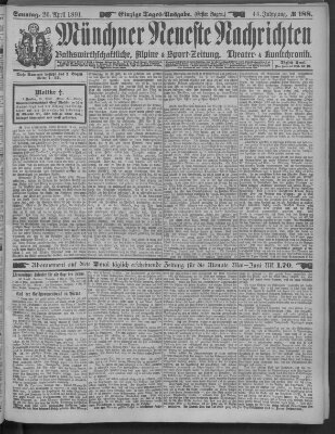 Münchner neueste Nachrichten Sonntag 26. April 1891