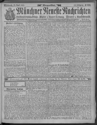 Münchner neueste Nachrichten Mittwoch 29. April 1891