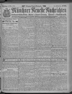 Münchner neueste Nachrichten Freitag 8. Mai 1891