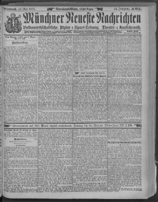 Münchner neueste Nachrichten Mittwoch 13. Mai 1891