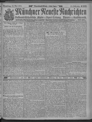 Münchner neueste Nachrichten Samstag 16. Mai 1891