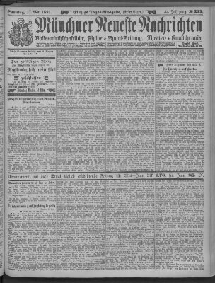 Münchner neueste Nachrichten Sonntag 17. Mai 1891