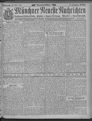 Münchner neueste Nachrichten Mittwoch 20. Mai 1891