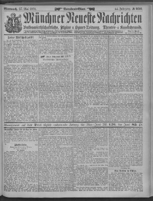 Münchner neueste Nachrichten Mittwoch 27. Mai 1891